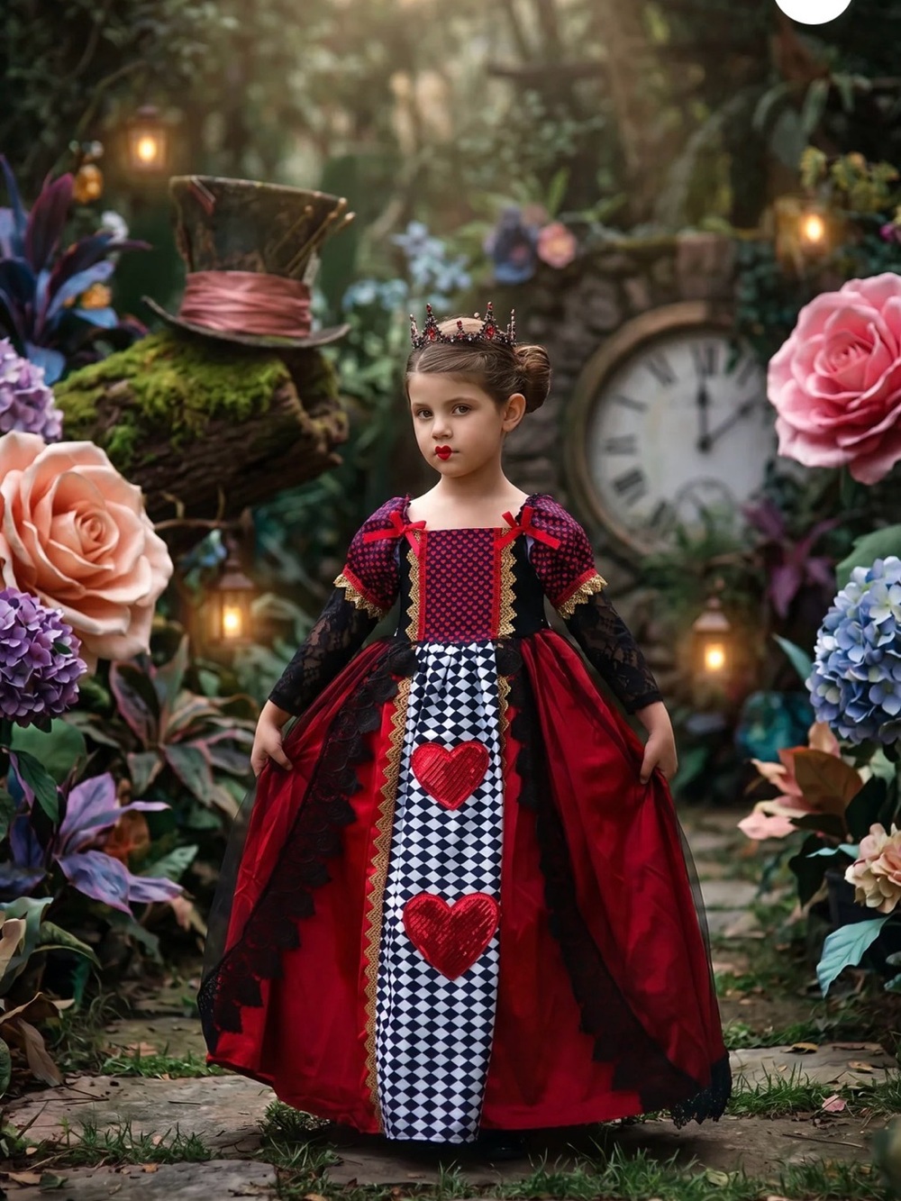 Queen of Hearts Kids Halloween Costume - Red and Black